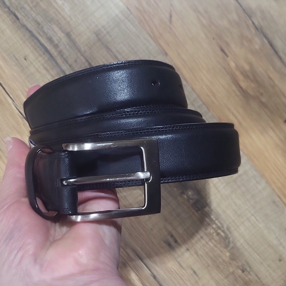 PERRY ELLIS Black portfolio #1P32030 Full Grain Cowhide Lined on Leather Belt - Picture 1 of 11